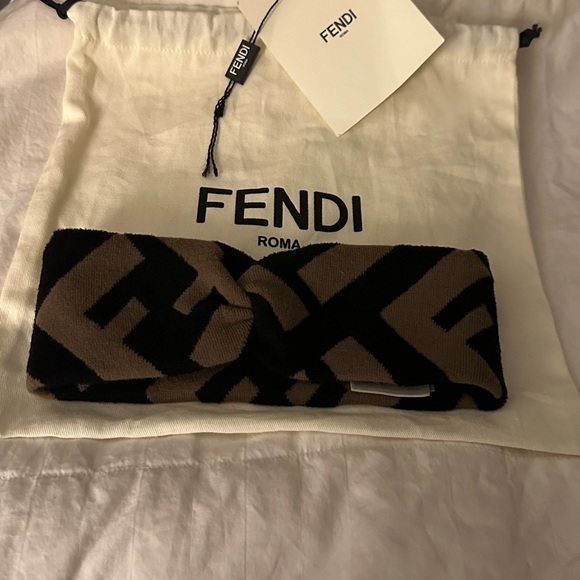 Fendi Black and Brown Logo Headband - Picture 10 of 10